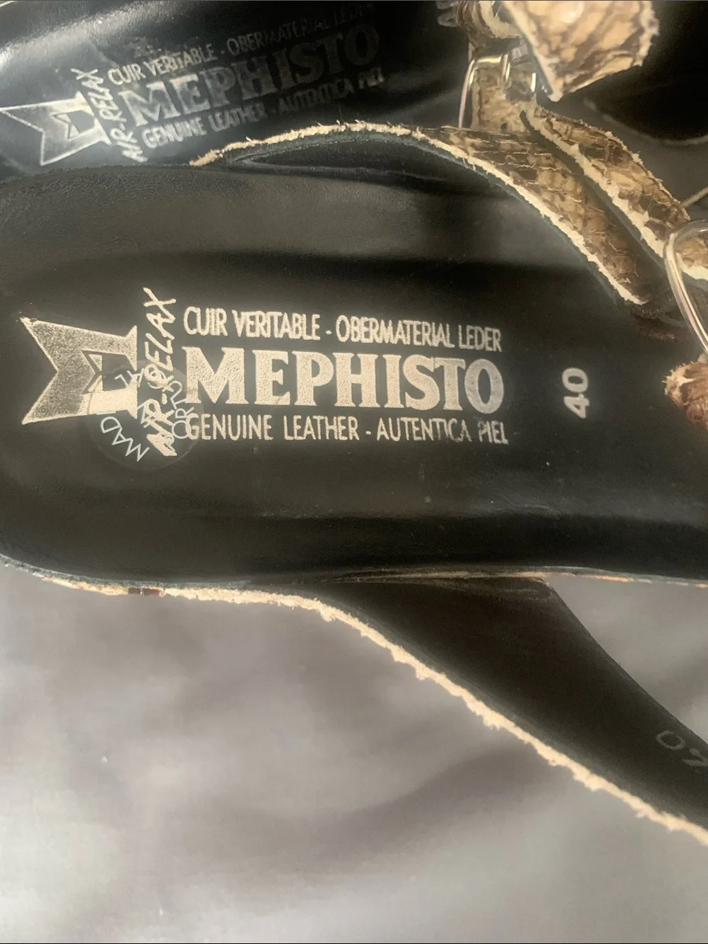 Mephisto Women's Brown Snake-Print Wedge Sandals